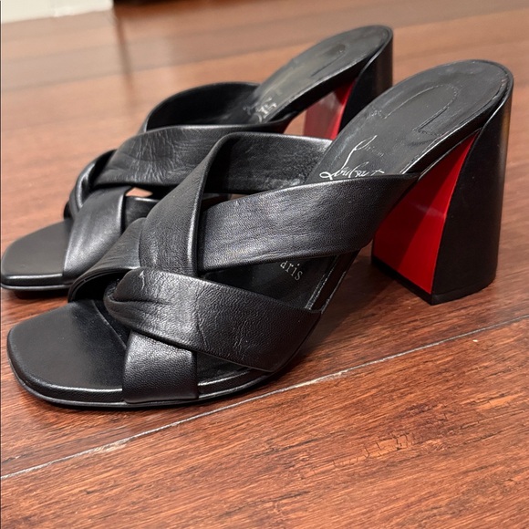 Christian Louboutin Dispo Club 85 Leather Mules - Picture 1 of 13